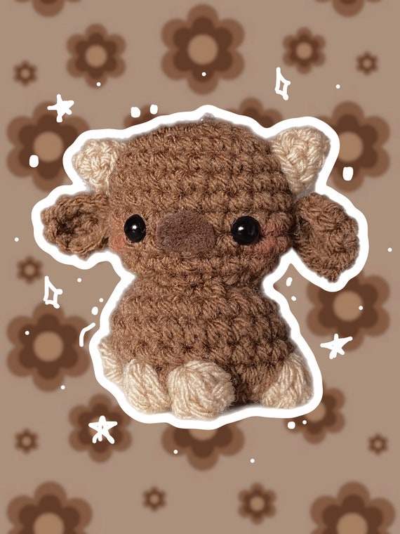 Cute Mini Crochet Cow Plush Crochet Cow Keychain Mini Cow