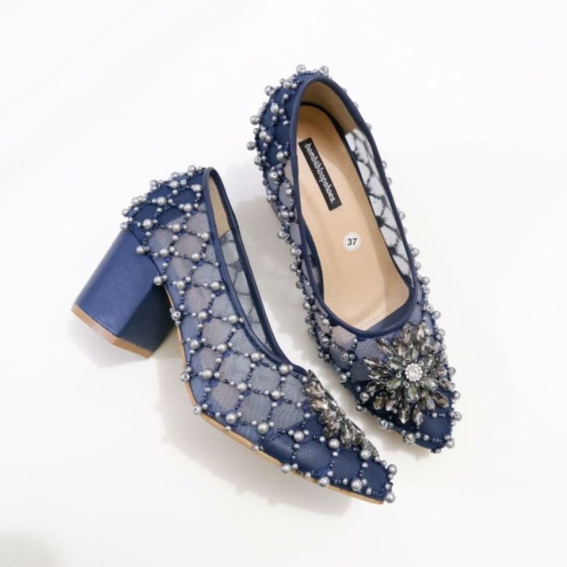 navy glitter shoes for wedding