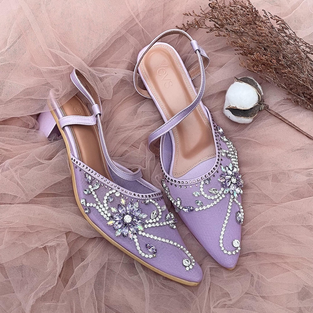 Heels Purple Flat Sandals For Wedding Lavender Wedding Heels