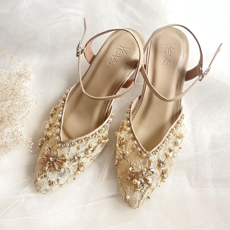 champagne chunky heels