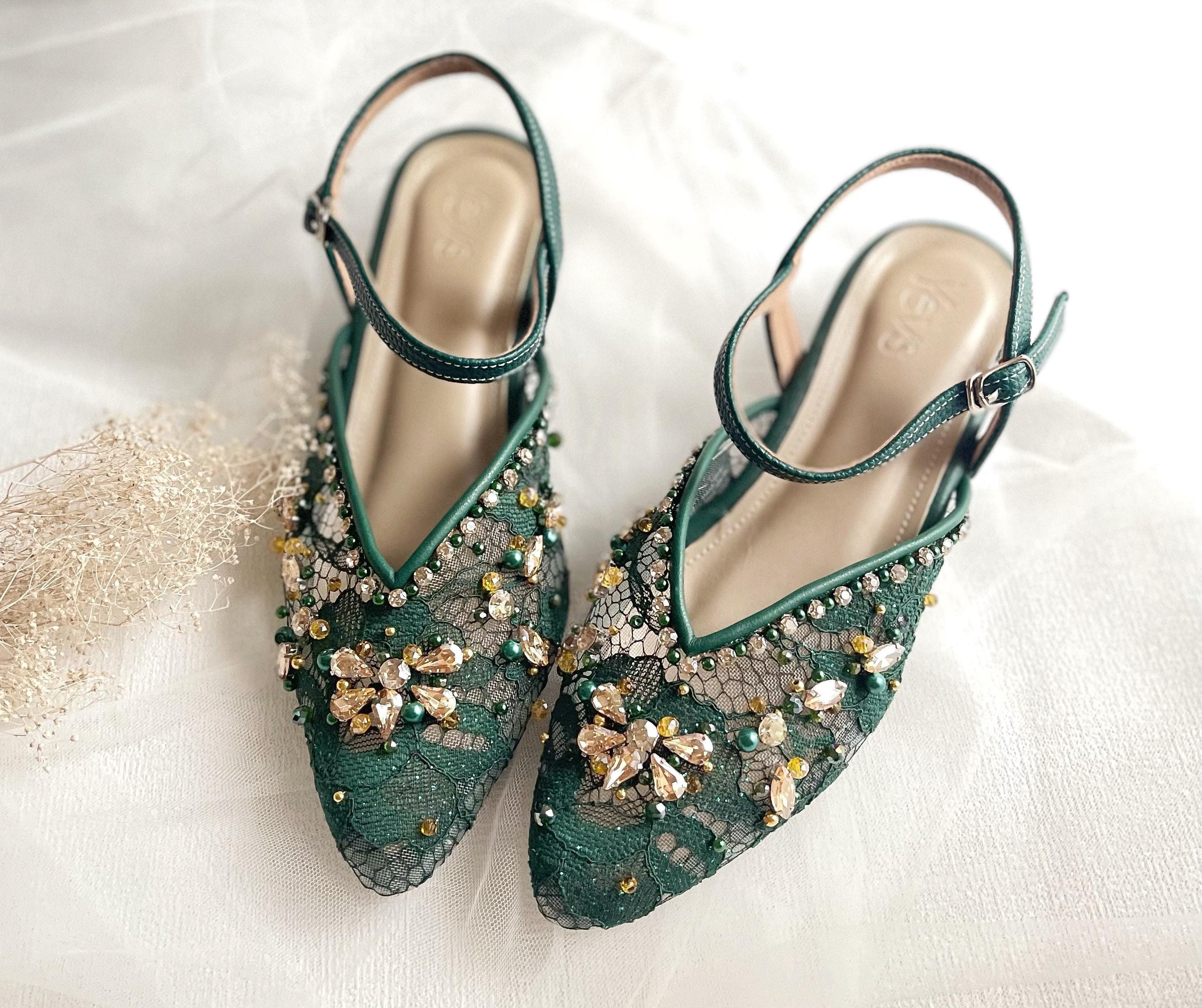 slim fit dress slacks Green Rhinestone Loafers​ | Sparkly Flair main image 1