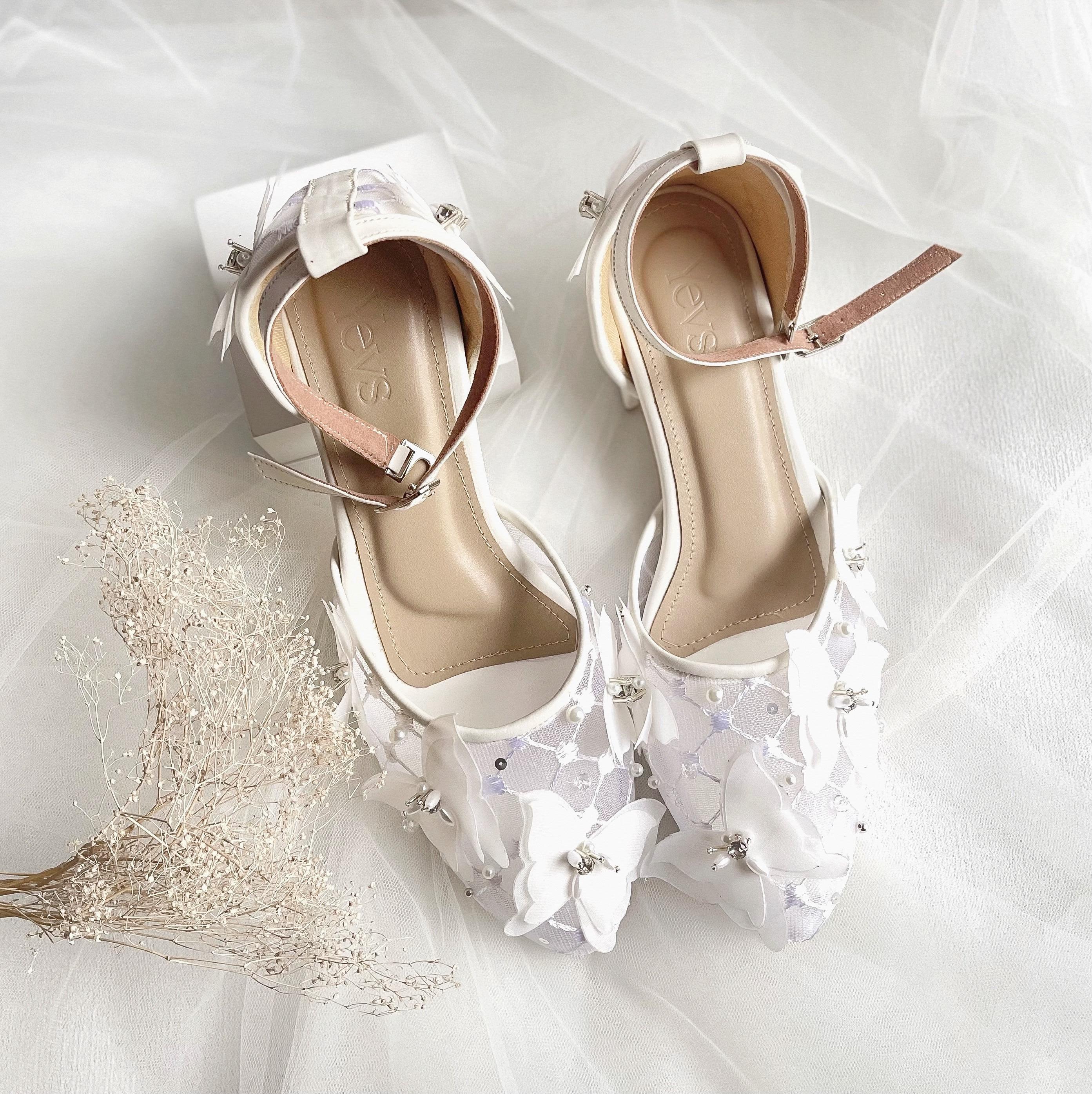 White Butterfly Heels