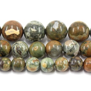 Natural Old Kambaba Jasper 4mm 6mm 8mm 10mm Smooth Round Loose Gemstone Spacer Healing Energy Bead for Jewelry Making 15.5&quot; Rhyolite Bead