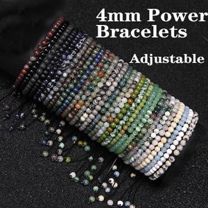 4mm Power Mini Crystal Verstelbare Armbanden, Verstelbare Maat, Natuurlijke Edelsteen Helende Kralen, Rijkdom Bescherm Liefde Angst, Chakra Stenen