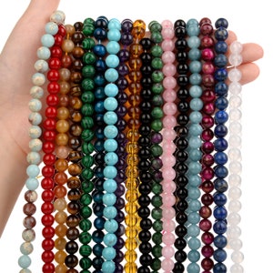 Natural Gemstone Beads Round Smooth Loose Beads Stone Agate Crystal Quartz Jewelry Making Design  4mm 6mm 8mm 10mm Beadnova Healing Stone