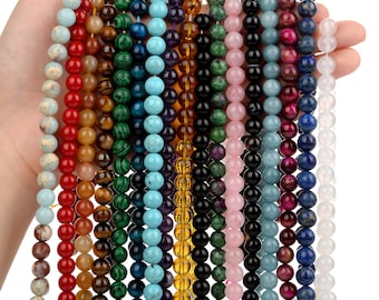 Natural Gemstone Beads Round Smooth Loose Beads Stone Agate Crystal Quartz Jewelry Making Design  4mm 6mm 8mm 10mm Beadnova Healing Stone