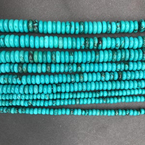 Contas naturais de turquesa azul esverdeada, contas soltas em formato de rondelle, espaçador de pedras preciosas, contas de cura faça você mesmo para fazer joias, pulseiras e colares