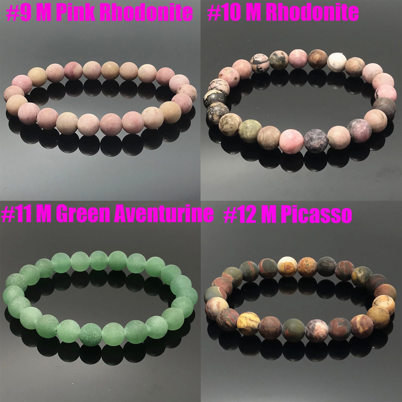 人気ランキング1位～（売れ筋商品） Matted Natural Gemstone Beads Bracelet, Genuine Gemstone ストラップ