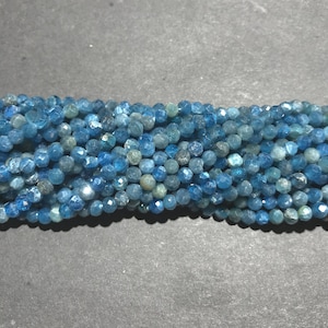 2/3/4MM Natural Faceted Blue Apatite Bead Tiny Seed Small Loose Round Healing Energy Bead For Jewelry Making Bracelet Necklace Accessories