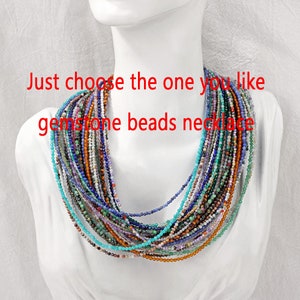 2mm Necklace Super Shiny Crystal Necklaces Simple Small Beads Necklaces Faceted Natural Stone Choker Clavicle Chain Best Jewelry Gifts 18"