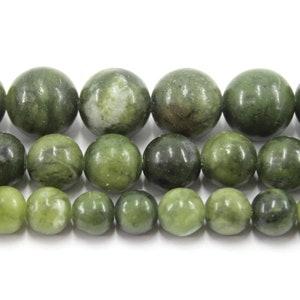 Natural Chinese Jade Stone  4mm 6mm 8mm 10mm Smooth Round Loose Gemstone Spacer Healing Energy Bead for Jewelry Making 15.5&quot; Jade Bead