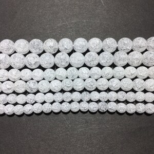 Pierre naturelle de cristal fissurée 4 mm 6 mm 8 mm 10 mm, lisse, ronde, pierre gemme, lâche, espaceur, énergie, guérison, perle, pour, bijouterie, 15,5 po, jaspe, perle