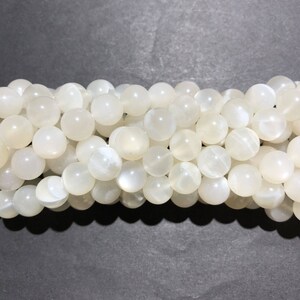 Natural Grey Milky Moonstone Smooth Round Loose Beads Gemstone Spacer Healing Energy Bead DIY for Jewelry Making Bracelets Necklace 15 inche
