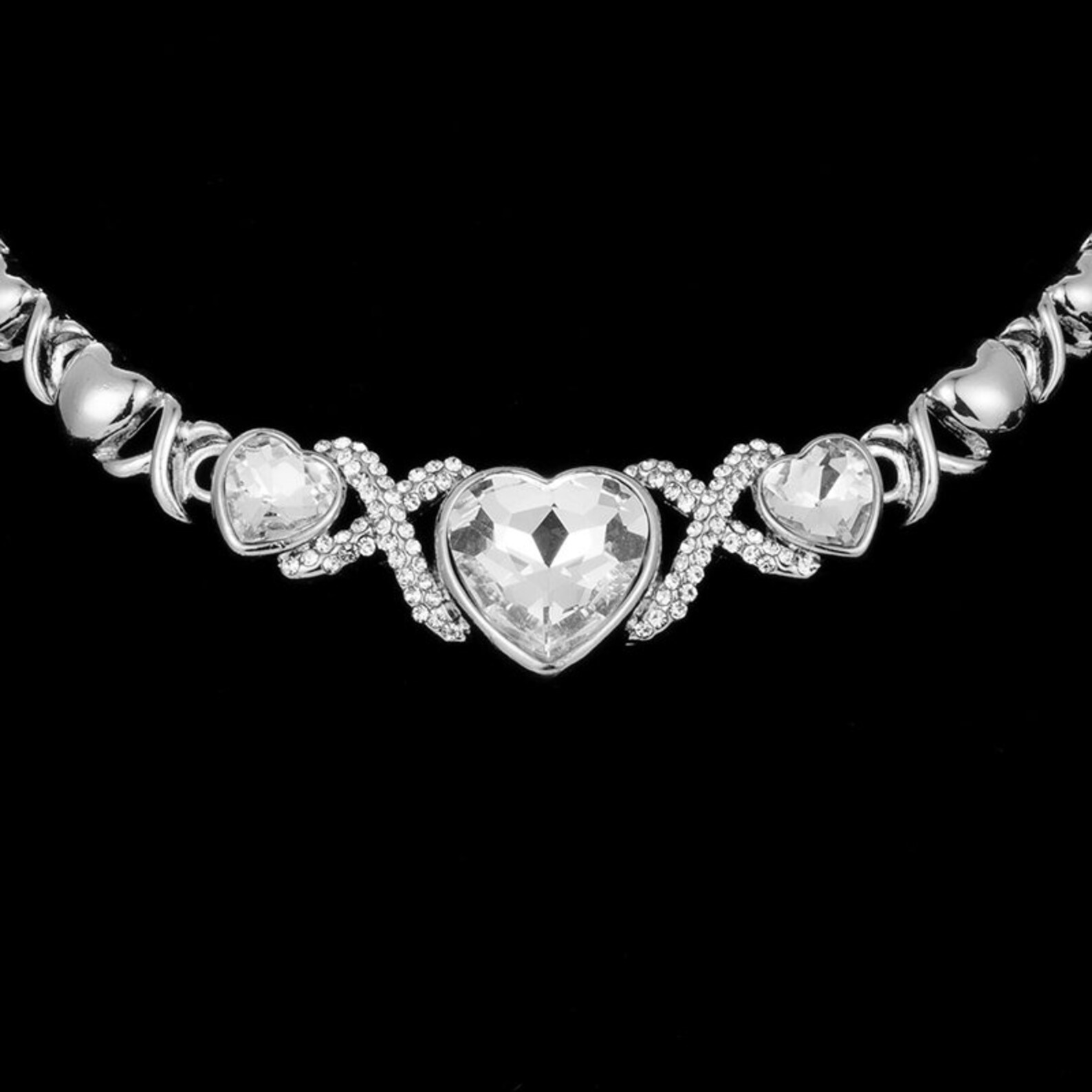 Hugs & Kisses XO Set Love Crystal Heart Necklace Bracelet Etsy