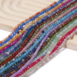 2 mm 3 mm 4 mm Naturstein Perlen facettierte bunte Turmalin Lapis Lazuli Opal runde Perlen für Schmuck machen DIY Armband 15 ''