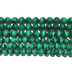Natural Malachite Stone  4mm 6mm 8mm 10mm Smooth Round Loose Gemstone Spacer Healing Energy Bead for Jewelry Making 15.5&quot; Jasper Bead