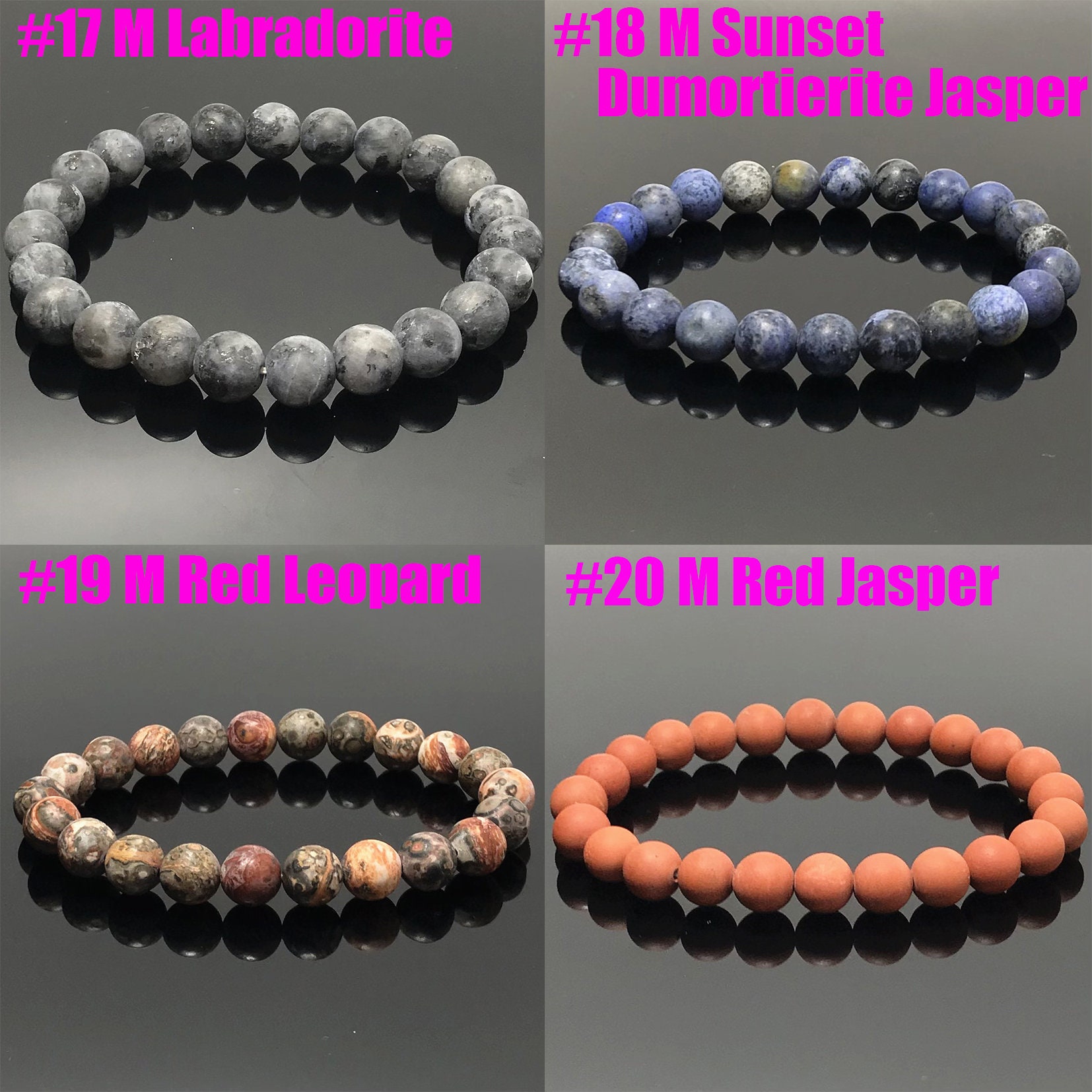 Matted Natural Gemstone Beads Bracelet, Genuine Gemstone