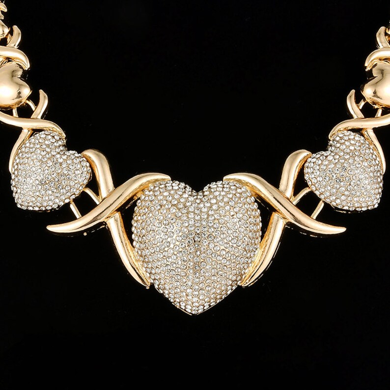 XO Set Hugs & Kisses Heart Necklace Bracelet Earrings Ring 18k Etsy