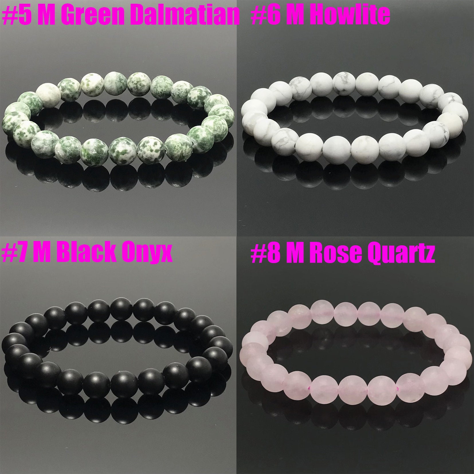 Matted Natural Gemstone Beads Bracelet, Genuine Gemstone