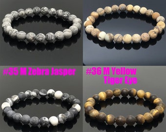 Matted Natural Gemstone Beads Bracelet, Genuine Gemstone