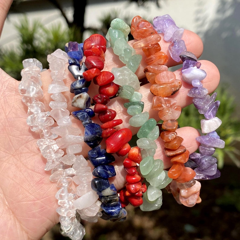 Wholesale Crystal Gemstone Chip Bracelethealing Crystal Chip Etsy