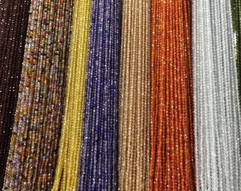 2 3 4mm Faceted Cubic Zirconia Beads Multicolor Zircon Round Loose Spacer Beads for Jewelry Making DIY Bracelet Necklace 15"