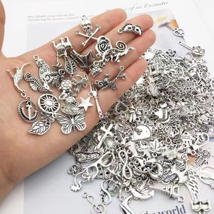 Bulk Wholesale 100pcs/lot Mix Assorted Style Tibetan Antique Silver Gold Metal Charms for DIY Bracelet Necklace Earrings Jewelry Making