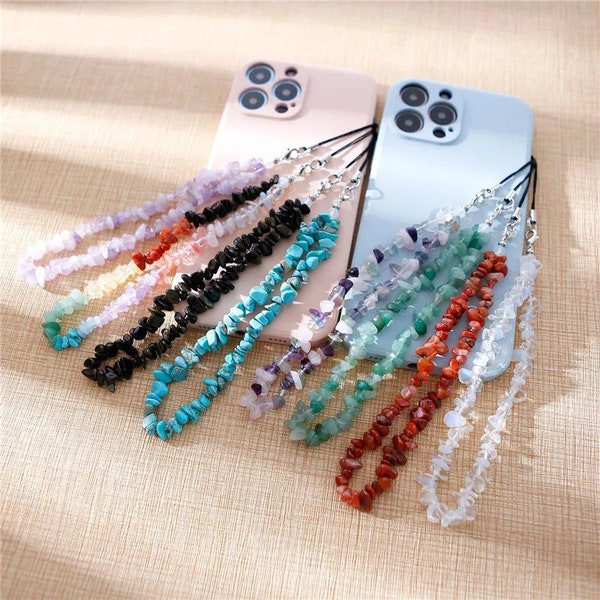 Fashion Creative Gravel Mobile Phone Chain Classic Beaded Phone Strap Lanyard Hanging Chain For Women Girls Anti-Lost Jewelry 32cm