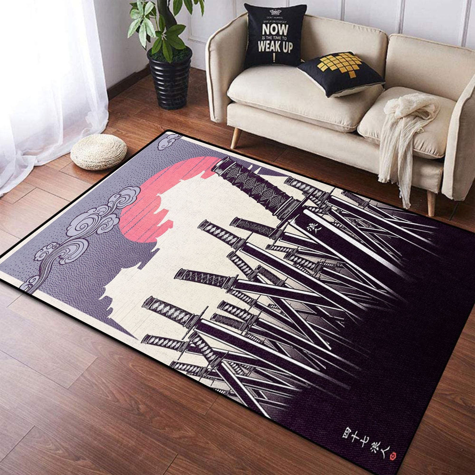 Japanese Sword Rug Vintage Swords And Red Sun Area Rugs for Etsy