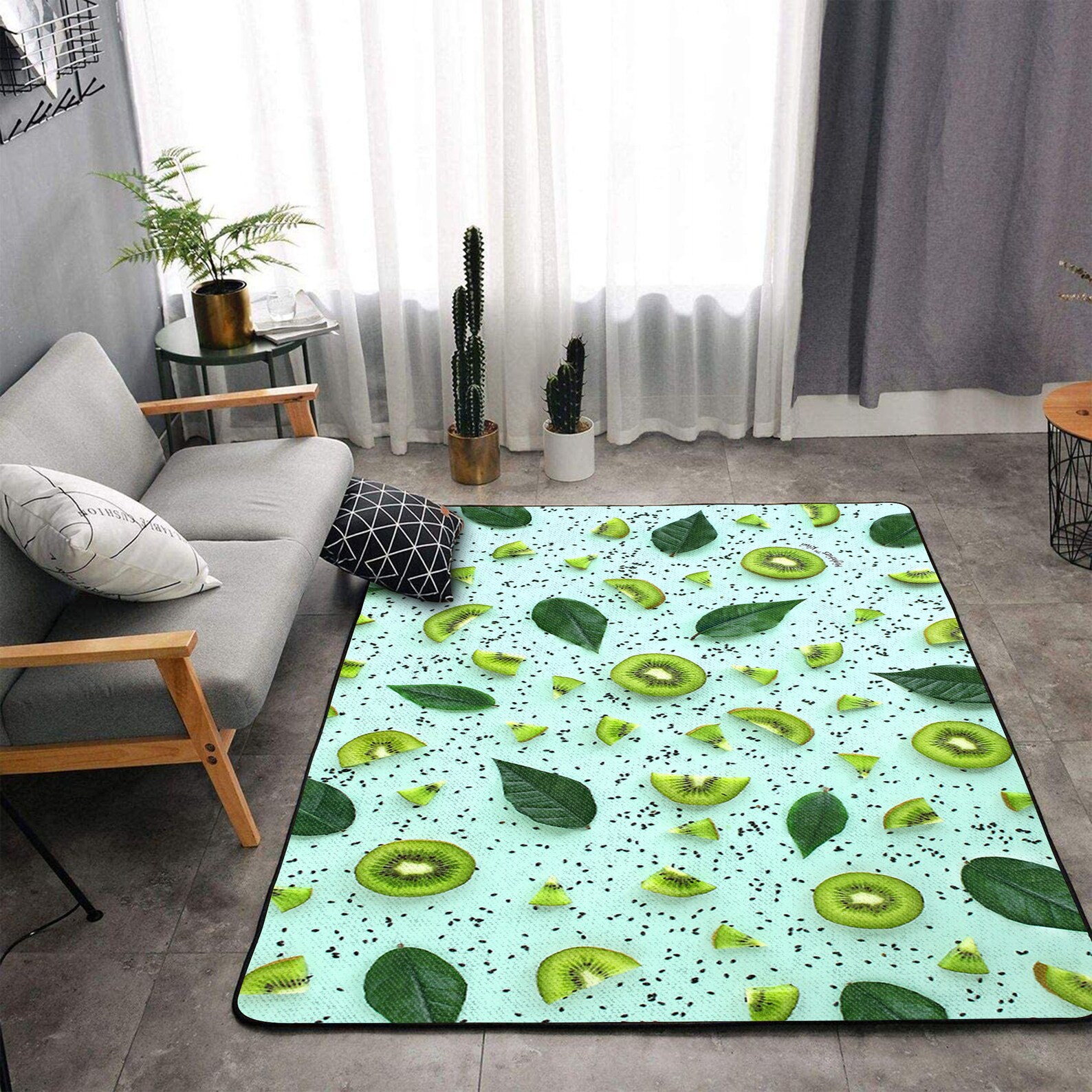 Kiwi Rug Green Kiwi Fruit Area Rugs Gift For Family Living Etsy