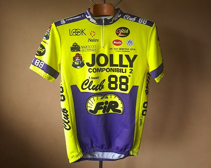 1990 Jolly Componibili - Maillot cycliste professionnel italien à manches courtes Club 88, taille XXL