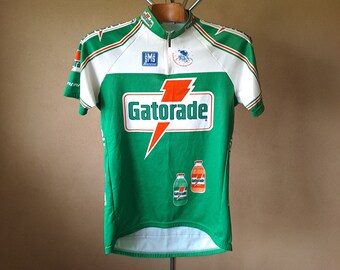 1993 Maillot cycliste professionnel italien à manches courtes Gatorade, vert et blanc, taille XL