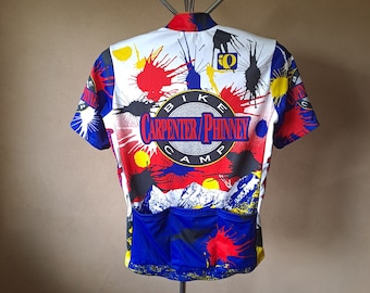 Maillot Cycliste Vintage Pearl Izumi Homme Taille S - Néon Rouge - Années 90