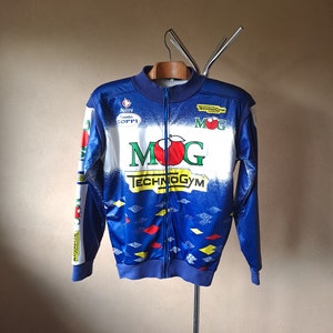 Vintage 1996 winter fleece Italian cycling jacket of MG - Technogym team, size L