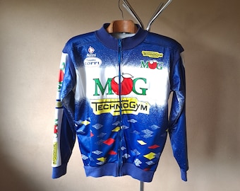 Vintage 1996 winter fleece Italian cycling jacket of MG - Technogym team, size L