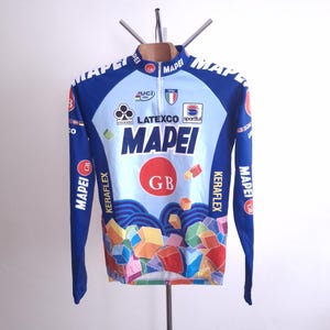 1997 Mapei-GB pro cycling Italian long sleeve insulated jersey, size looser M