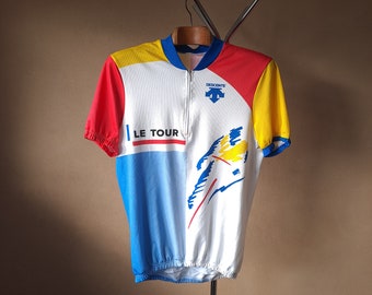 Maillot ciclista de manga corta suizo vintage Tour de Francia, sencillo pero atrevido, talla XXXL