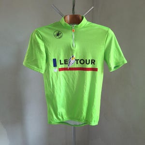 Vintage late 80&#39;s/early 90&#39;s Tour de France stylized simple green short sleeve jersey, size M