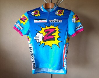 Version unique du maillot cycliste professionnel manches courtes Z - Peugeot 1987, taille L