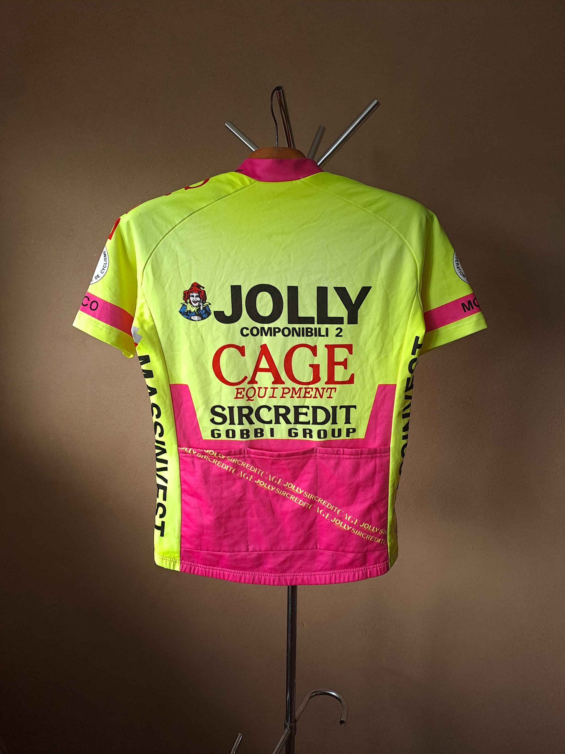 VINTAGE Maillot cycliste JOLLY COMPONIBILI 2 MONACO CAGE 1994 maglia shirt 5 XL