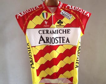Camisa profissional de ciclismo de manga curta Ceramiche Ariostea 1993, tamanho XL mais largo