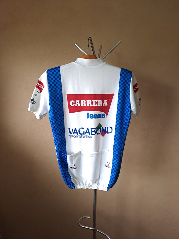 Maillot Cycliste Vintage CARRERA VAGABOND 1990, Blanc, Taille L, Hommage Chiappucci