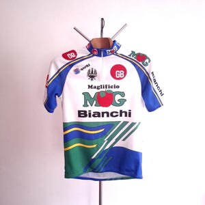 Vintage 1992 GB - MG Bianchi pro cycling Italian short sleeve jersey, size L