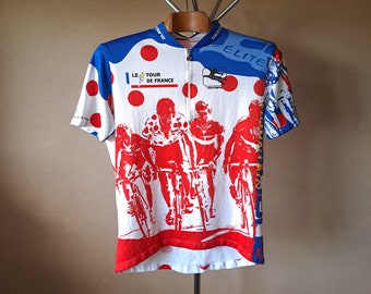 Maillot à manches courtes Tour de France stylisé vintage des années 90, principalement jaune, taille XXL