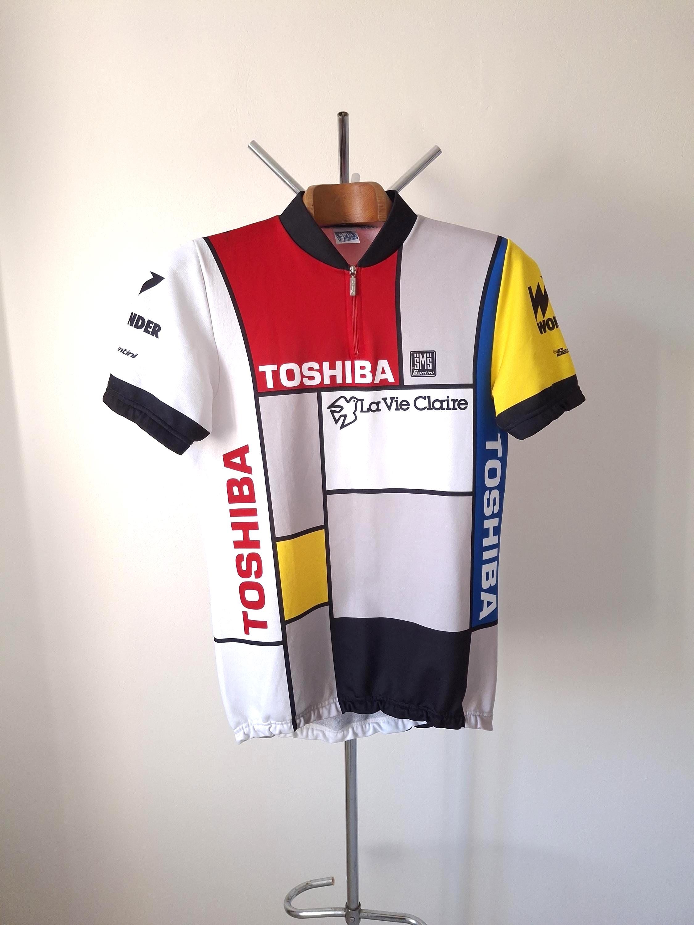 希少 ヴィンテージ TOSHIBA 東芝 ゲームシャツ 1987 Toshiba - La Vie Claire Short Sleeve Pro Cycling Italian