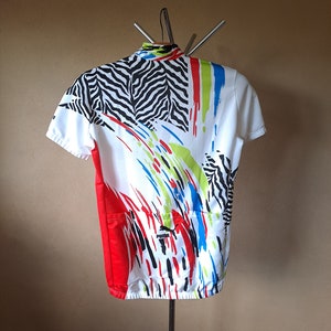 maillot de cyclisme rétro italien audacieux vintage des années 90 à manches courtes avec un motif zébré, taille M image 2