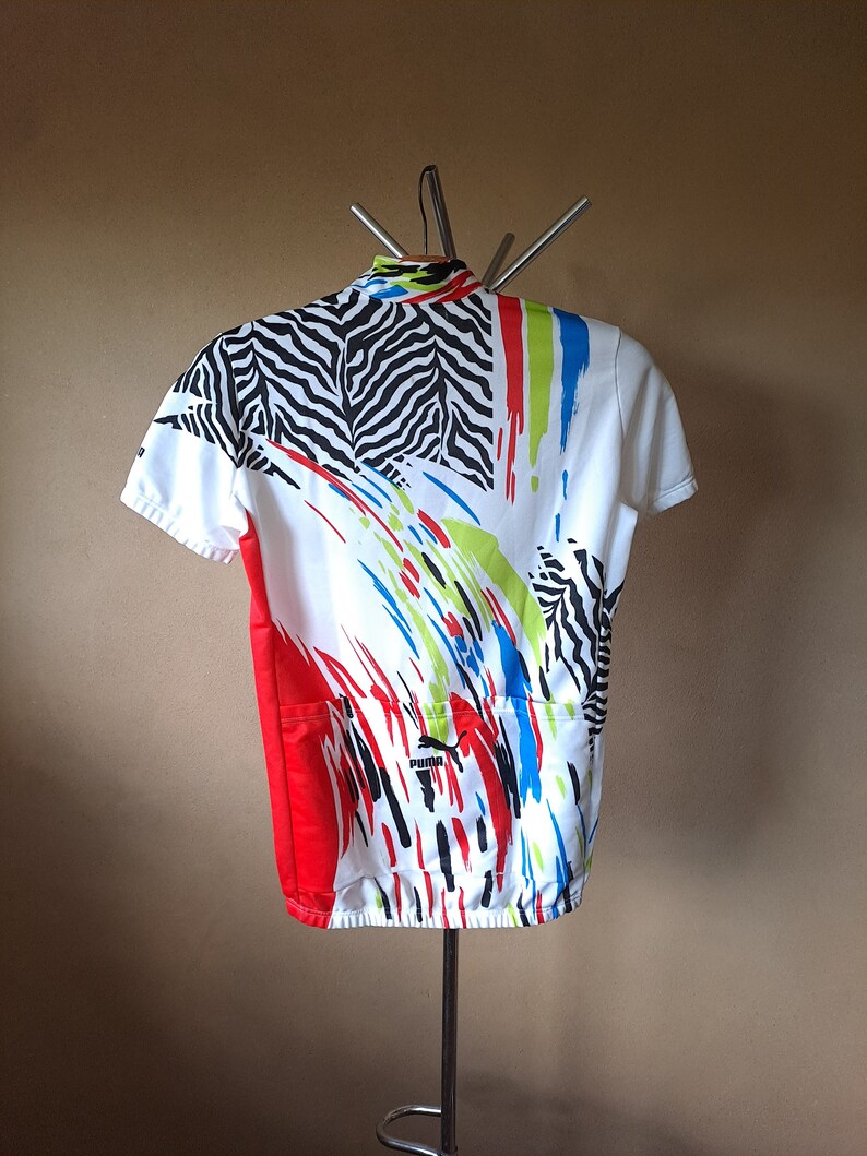 maillot de cyclisme rétro italien audacieux vintage des années 90 à manches courtes avec un motif zébré, taille M image 2