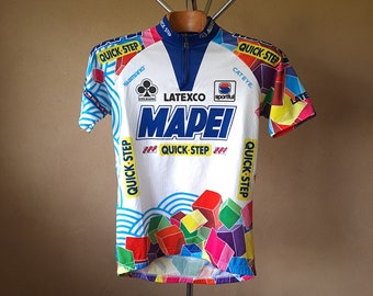 Maillot cycliste professionnel italien Mapei 2000 à manches courtes, audacieux et coloré, taille S