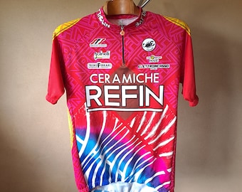 maillot cycliste professionnel italien Ceramiche Refin vintage 1995, taille XXL