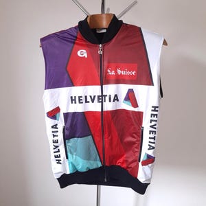 Early 90&#39;s Helvetia - La Suisse professional Italian insulated cycling gilet, size L